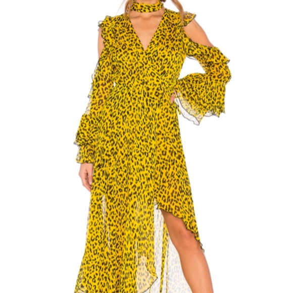 dvf ruffle sleeve high low maxi dress